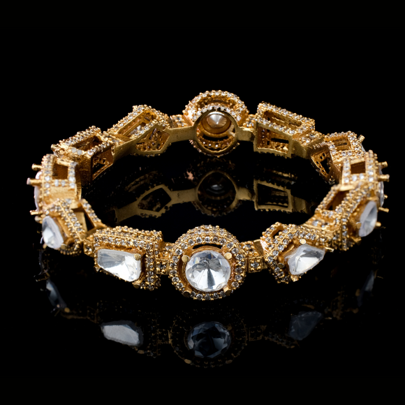 Gold Tone American Diamonds & Kundan Bracelet