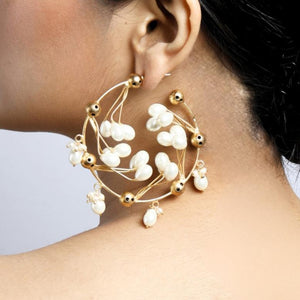 Pearl Gold Hoop Earrings