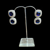 Cubic Sapphire Diamond Necklace with Earrings Set