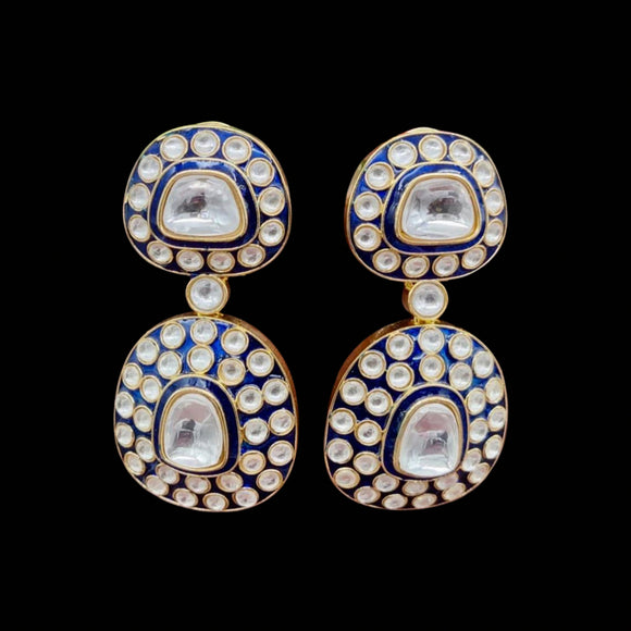 Blue Meenakari Polki Earrings