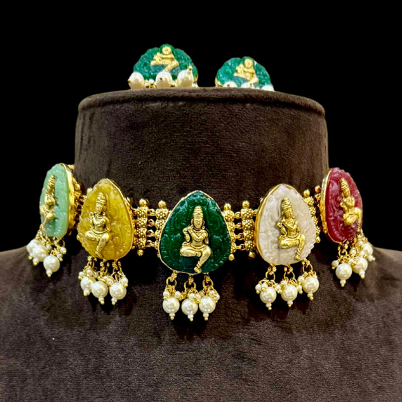 Navratan Choker Set with Earrings