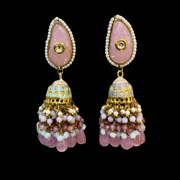 Rosy Charm Jhumka Earrings