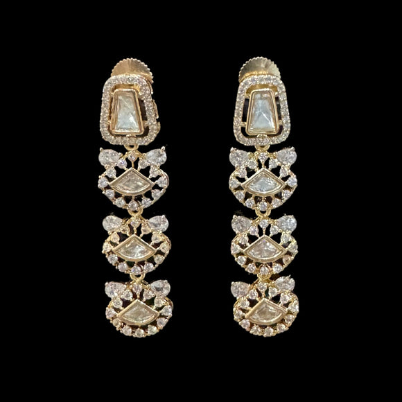 Long Kundan American Diamond Earrings