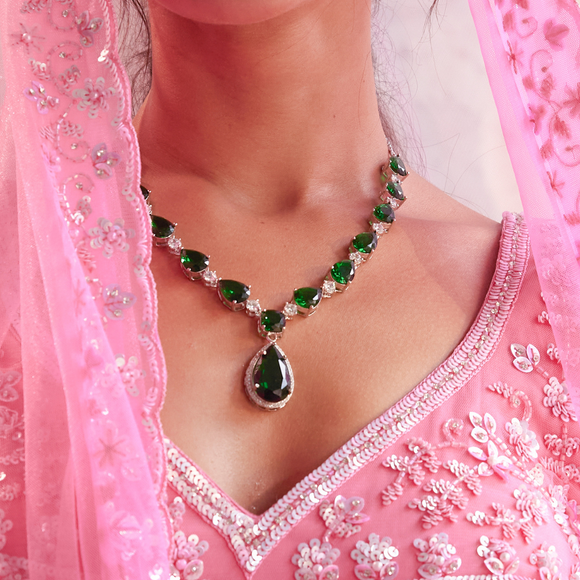 Earth Diamond Necklace with Earrings Set