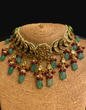 Kundan Chokar with Emerald Quartz drops - Ziva Art Jewellery