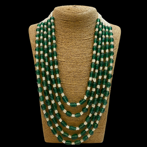 Five line Green beads Necklace